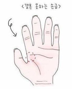 솔로  커플  모솔  모쏠  모태솔로  쏠로 결혼 못하는 손금