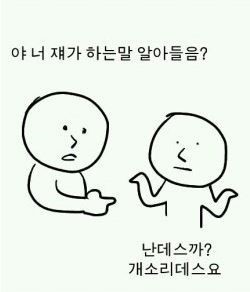 병맛/지루 야 너 쟤가 하는말 알아들음? 난데스까? 개소리데스요