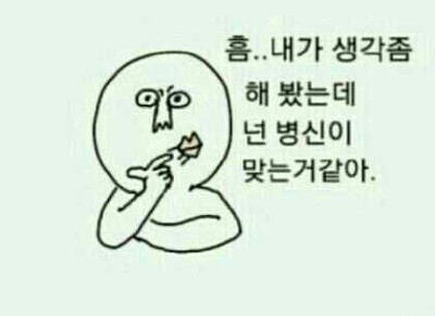 흠 내가 생각좀 해 봤는데 넌 병신이 맞는거 같아 병신 병맛