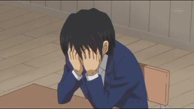 애니 멘붕 좌절 손으로 얼굴을 가리는 