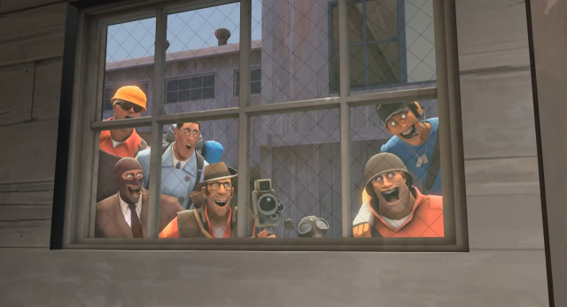 소스필름메이커 소필메 레드 블루 스카웃 솔저 파이로 엔지니어 메딕 스나이퍼 스파이 카메라 빵끗 웃음