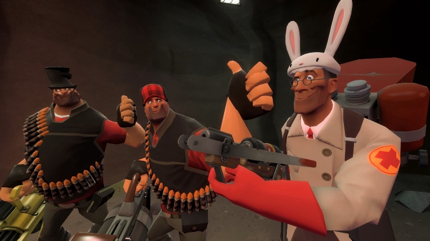 게리모드 팀 포트리스2 레드 헤비 메딕 칭찬 엄지손가락 최고