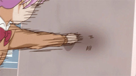 벽치기 분노 화남 주먹질 애니 짜증