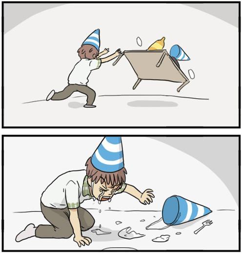 생일 솔로 좌절 눈물 혼자 여자친구 밥상엎는 생일상 뒤집는 장면