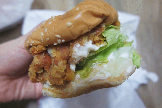 위꼴 음식 햄버거 맘스터치 맛나는 테러