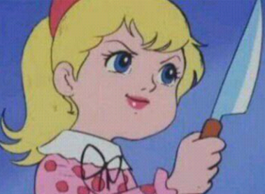 화난 화남 여자 아이 만화 식칼 일루와