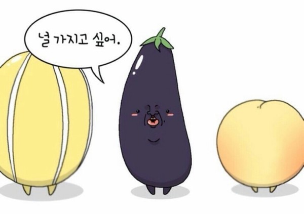 널 가지고 싶어 가지 참외 채소 과일 사랑 고백