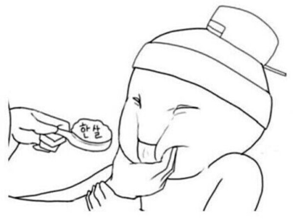 한살 새해 인사 나이 먹는 떠먹는 강제 입벌려