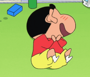 짱구 뒹굴 좋아 기쁨 기대