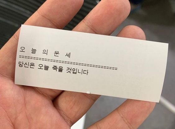 오늘의 운세 당신은 오늘 죽을 것입니다 죽음 행운 저주