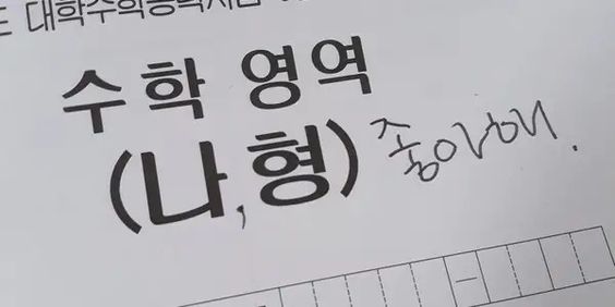 수학 영역 나형 좋아해