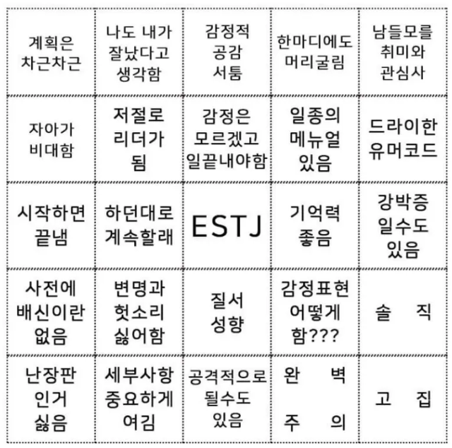 ESTJ MBTI 성격 유형 취향 mbti짤 mbti짤방 mbti타입