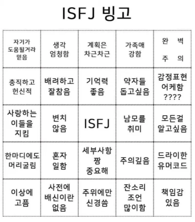 ISFJ MBTI 성격 유형 취향 mbti짤 mbti짤방 mbti타입