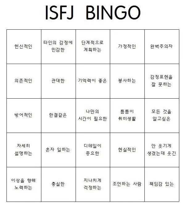 ISFJ MBTI 성격 유형 취향 mbti짤 mbti짤방 mbti타입