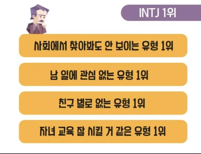 INTJ MBTI 성격 유형 취향 mbti짤 mbti짤방 mbti타입