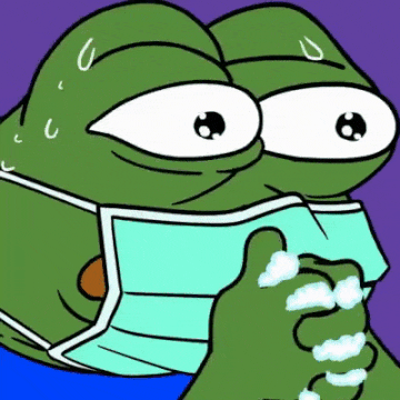 슬개짤 슬픈 개구리 소독 방역 마스크 손소독 당황