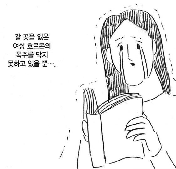 갈곳을 잃은 여성 호르몬의 폭주를 막지 못하고 있을뿐 폭주 눈물 호르몬