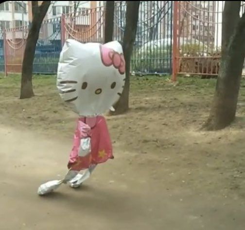키티 풍선 키티풍선 걸어가는