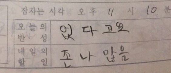 오늘의 반성 내일의 할일 없다고요 존나많음 오늘 내일 없다 많다