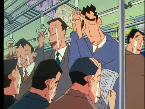 직장인 짱구아빠 짱구 아빠 지하철 출근 퇴근 사무실 회사 회사원 직장 췰퇴근 힘듬 눈물