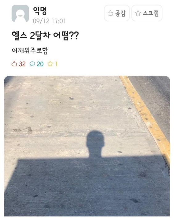 헬스 2달차 어떰 어깨위주로함 그림자