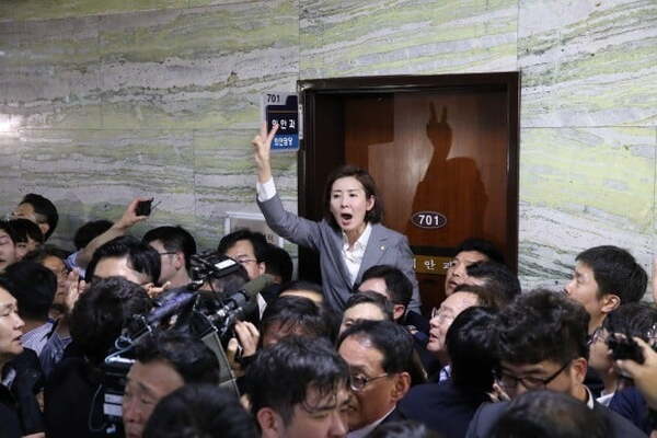 나경원 빠루 난동 국회 난장판 국회의원 정치짤