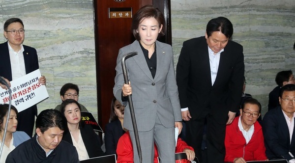 나경원 빠루 들고 난동 국회 국회의원 난장판