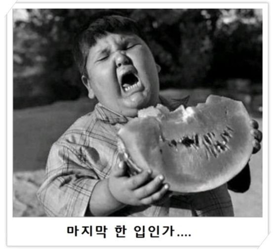 마지막 한입인가 한입 수박 먹는 아이