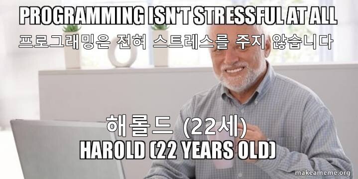 개발자 플로그래밍은 전혀 스트레스를 주지 않습니다 개발자짤 개발자밈 프로그래밍 프로그래머