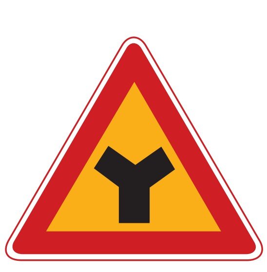 Y자형교차로 교통표지판 경고판 교통 표지판