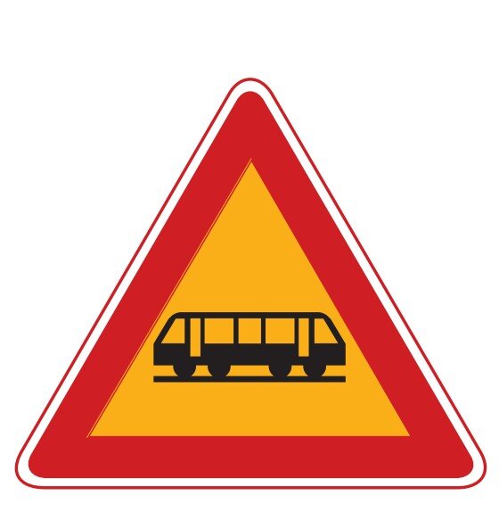 노면전차 교통표지판 경고판 교통 표지판