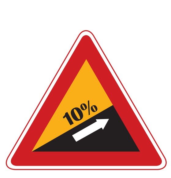 오르막경사 교통표지판 경고판 교통 표지판