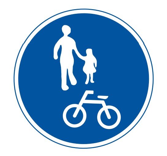 자전거 및 보행자 겸용도로 교통표지판 경고판 교통 표지판