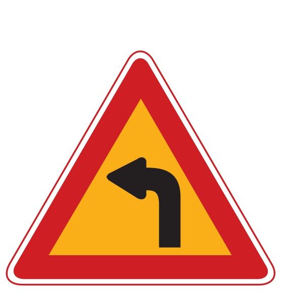 좌로굽은도로 교통표지판 경고판 교통 표지판