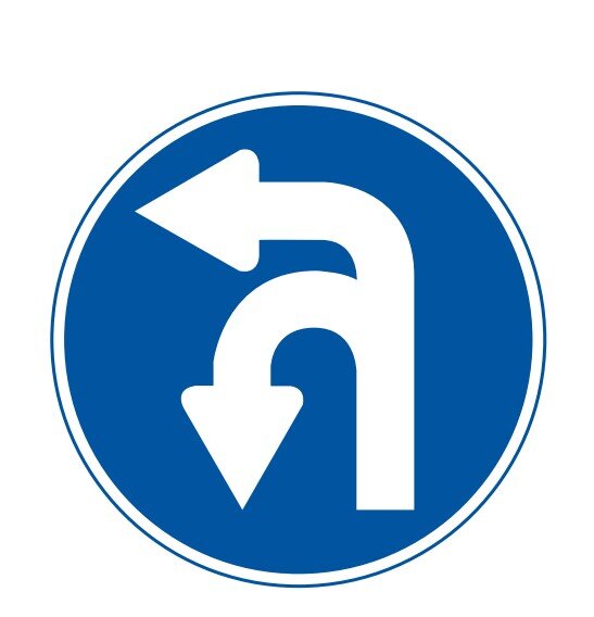 좌회전 및 유턴 교통표지판 경고판 교통 표지판