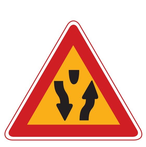 중앙분리대시작 교통표지판 경고판 교통 표지판