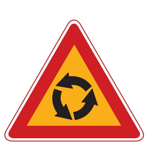 회전형교차로 교통표지판 경고판 교통 표지판