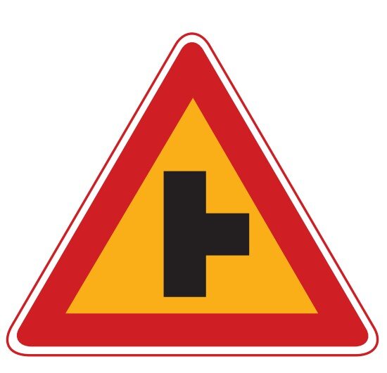 ㅏ자형교차로 교통표지판 경고판 교통 표지판