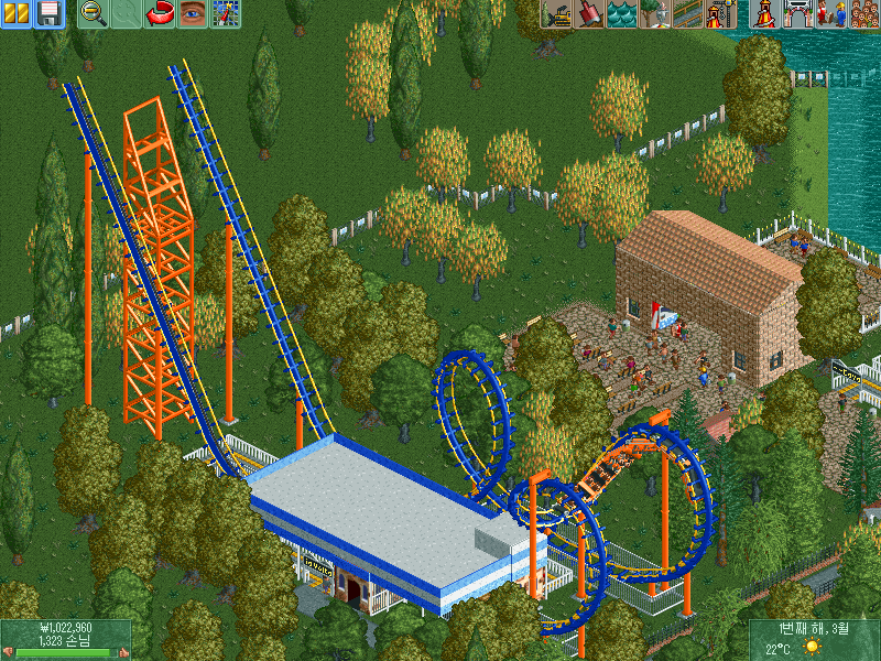 롤러코스터 타이쿤 게임 플레이 화면 온라인 게임이름