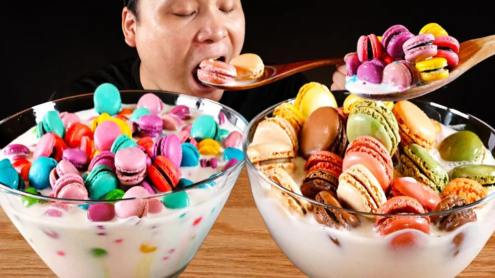 미니 마카롱 우유 말먹 먹방 — 떵개떵