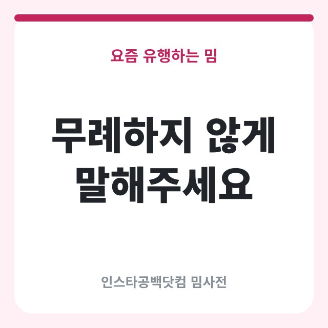 무례하지 않게 말해주세요 밈, 무슨 뜻일까?